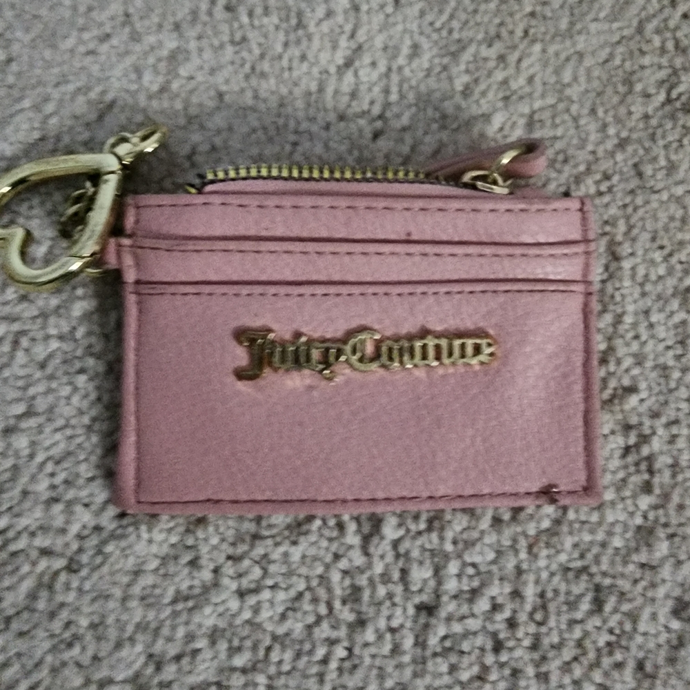 Juicy Couture Pink Card Wallet with Gold Accents